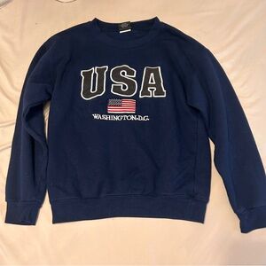 Blue Cotton Blend Hoodie Casual Style